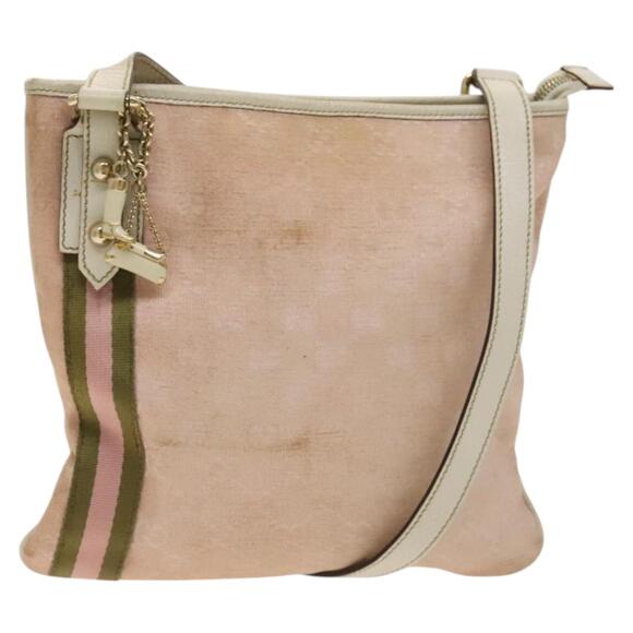 GUCCI GG Canvas Sherry Line Shoulder Bag Pink Gold - Picture 1 of 16